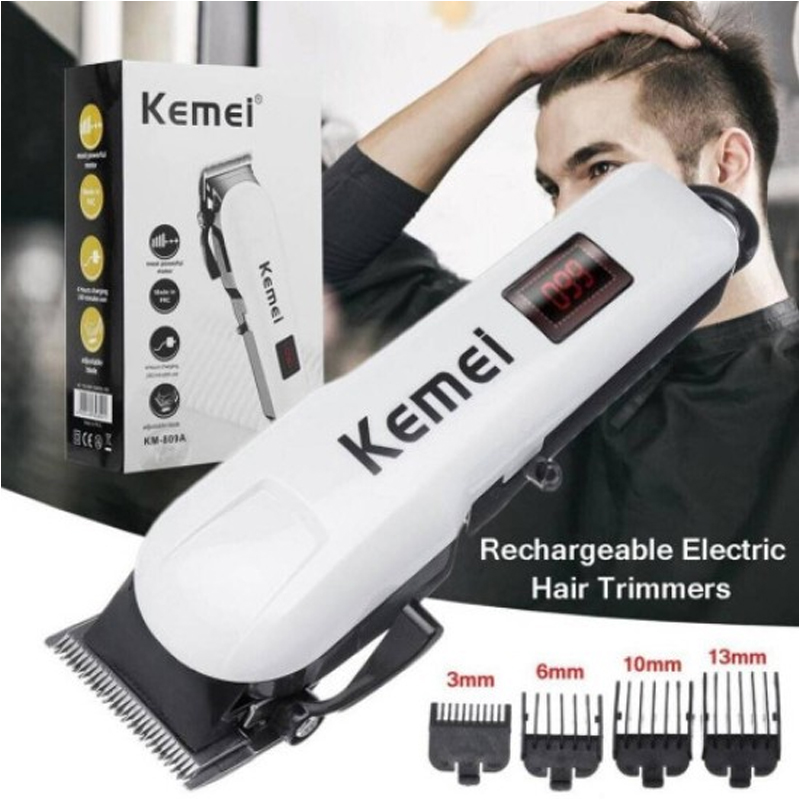 Kemei KM-809A Digital Electric Rechargeable Professional Hair Clipper Trimmer