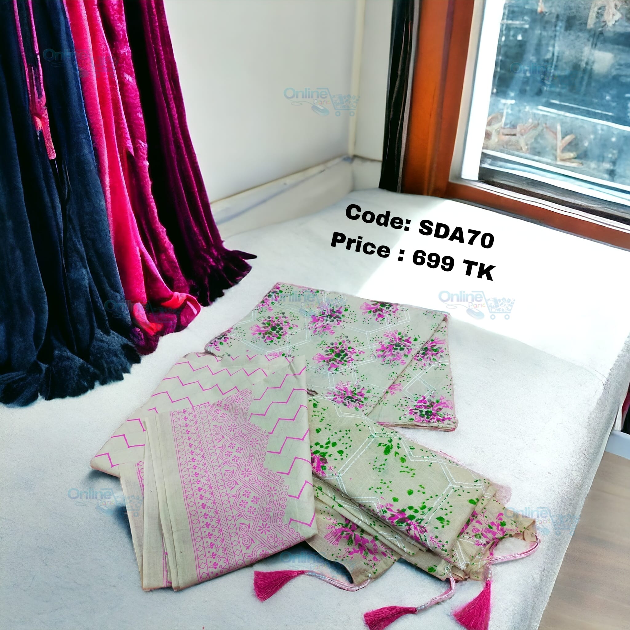 প্রিন্টের কটন থ্রী পিস SDA70