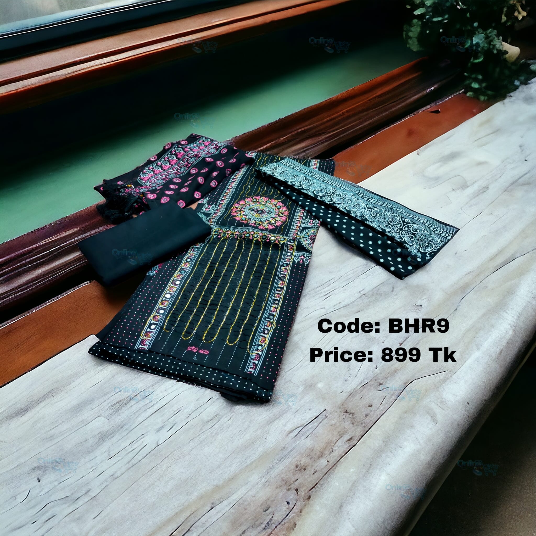 প্রিন্টের কটন থ্রী পিস BHR9