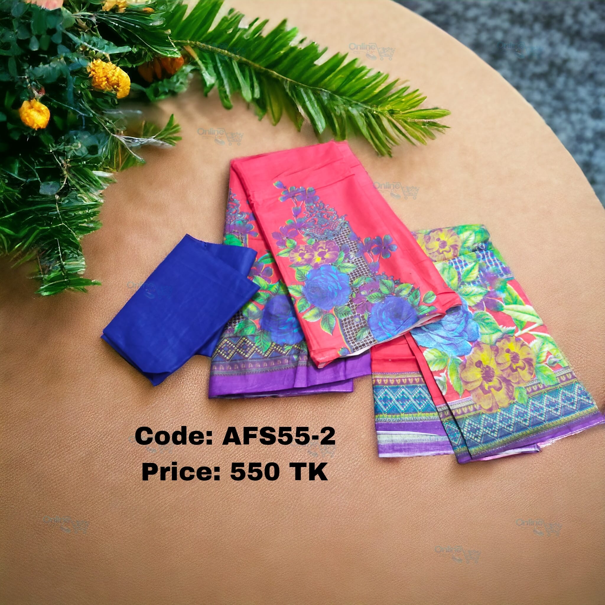 প্রিন্টের কটন থ্রী পিস AFS55-2