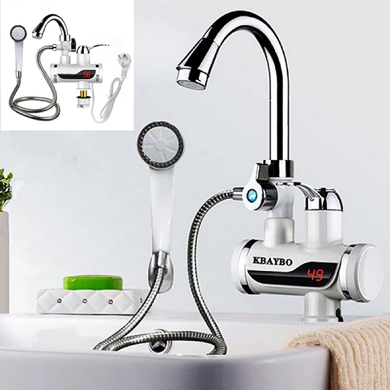 Instant Electric Water Heating Tap & Shower Set With LED Temperature Display